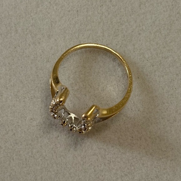 Vintage JRR 14K Solid Gold Genuine Diamond Horseshoe Ring Two-Tone Gold Size 4.5 - Picture 8 of 12